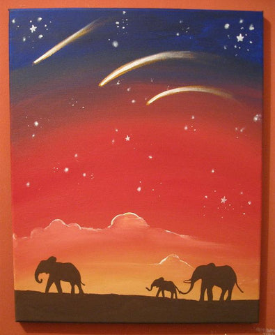 whimsical paintings Elephants of the Sudan abstract elephant art