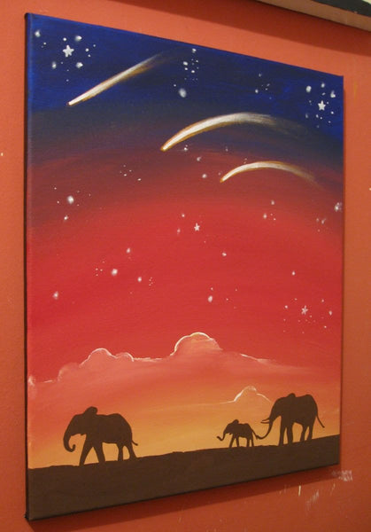 Elephants of the Sudan abstract whimsical paintings