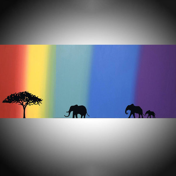 paintings of elephants for sale  rainbow isle elephant hand painted acrylic canvas