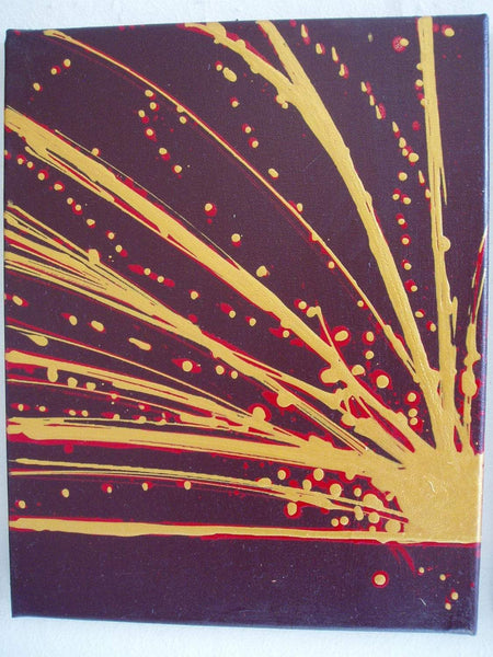 canvas triptych close up Golden fountain oversized metal wall art
