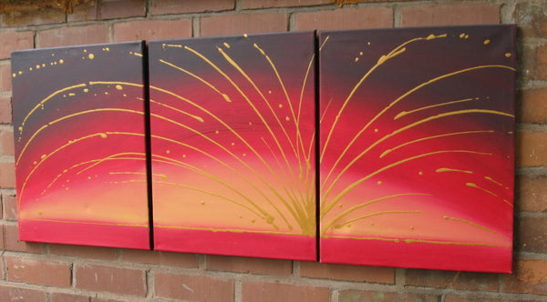 gold abstract painting Golden Fountain oversized metal wall art