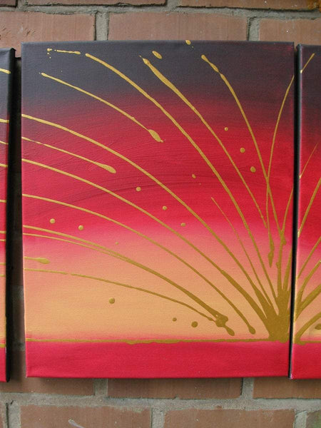 gold abstract painting metal wall art 48 x 20"