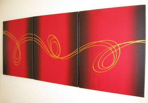 3 piece painting "Gold Strands" contemporary 3 big sizes