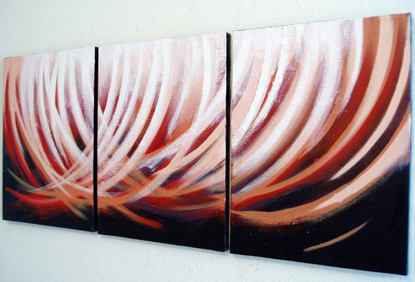 large triptych art for sale in acrylic "Crimson Tide" 3 panel