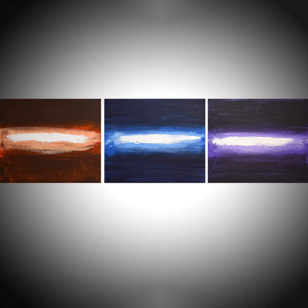 purple paintings LARGE triptych art Leave a Light On
