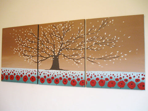 3 piece painting " Blossom Hill " on canvas