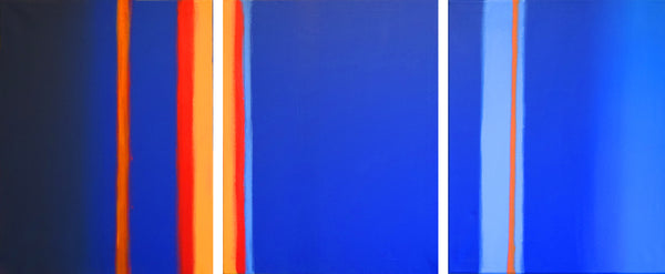 blue paintings linear abstract art canvas triptych