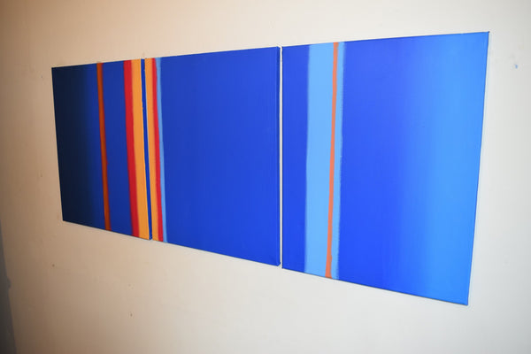 linear abstract art blue at angle
