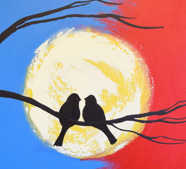 Love birds at night bird art pictures