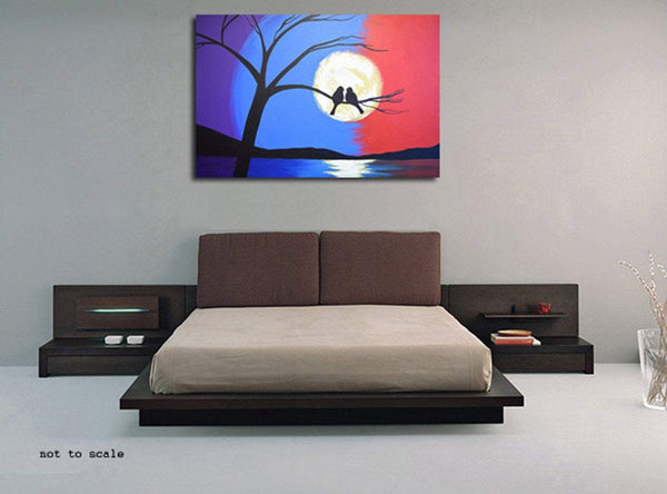Love birds at night bird art pictures
