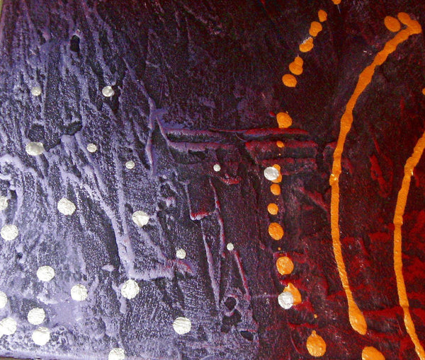oversized metal wall art triptych paintings for sale " cosmic symphony " large close up