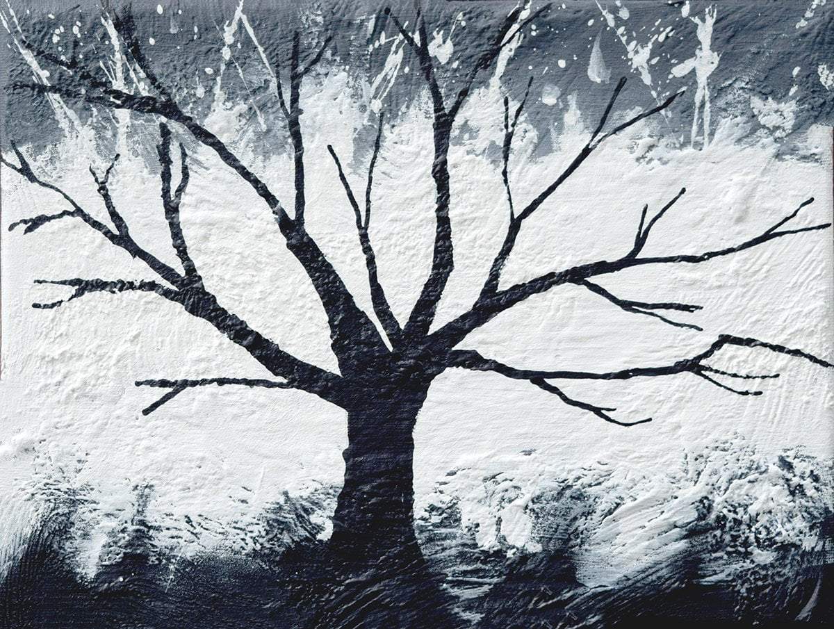 tree paintings black and white