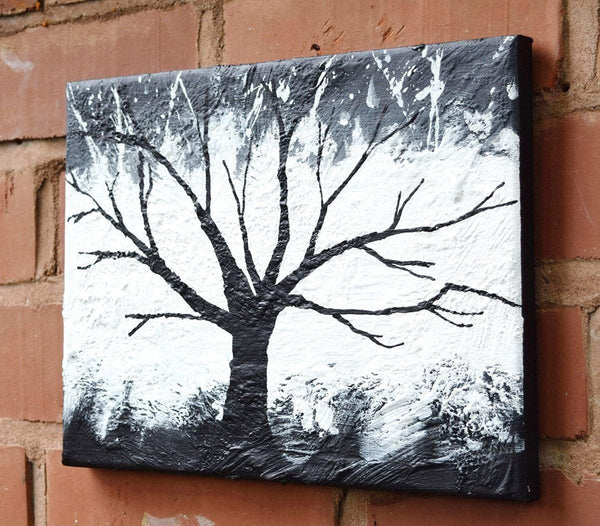 Original painting on canvas abstract tree of life landscape paintings impasto wall canvas art black white Modern oil Palette Knife