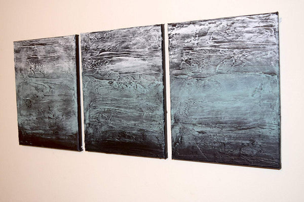 original triptych canvas" Turquoise Triptych " beautiful 3 sizes