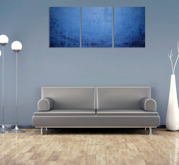original canvas triptych paintings for sale " Blue Bayou " large wall art