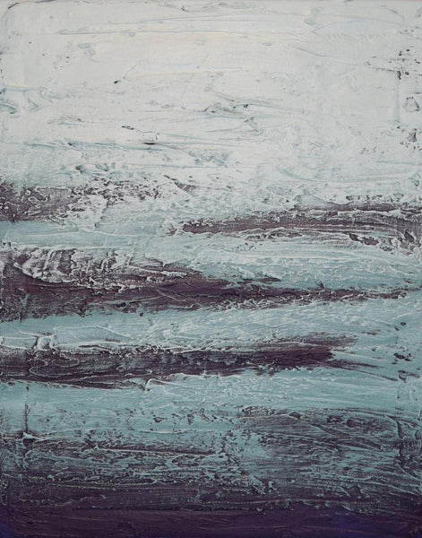 turquoise abstract painting " Turquoise flats 2  " canvas triptych  close up image