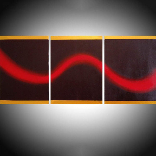 Red Wave 3 piece metal wall art original abstract art uk