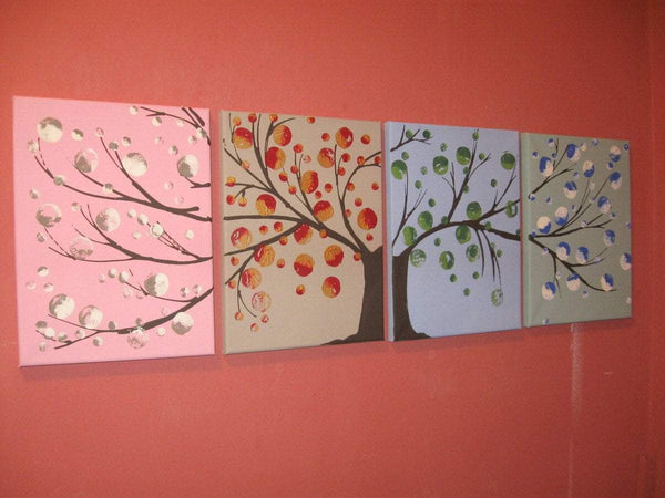 cherry blossom tree painting Seasons II tree painting on wall canvas
