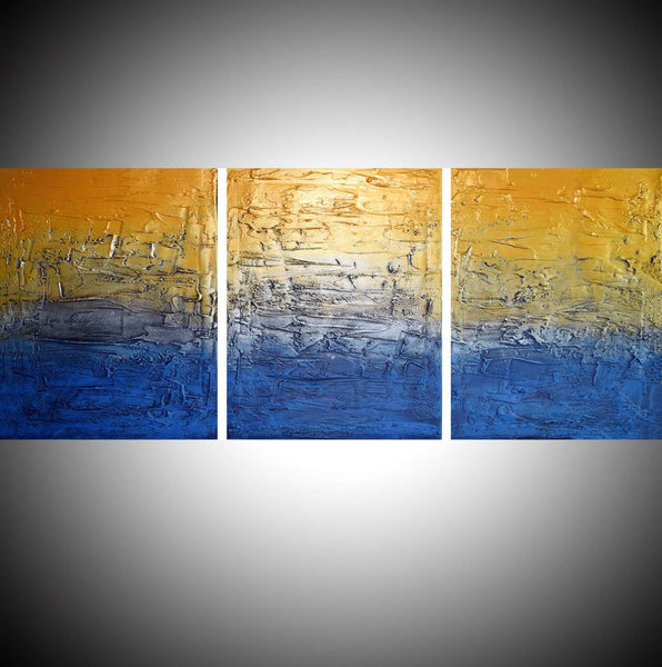 silver paintings and Gold a metallic set of paintings triptych canvas