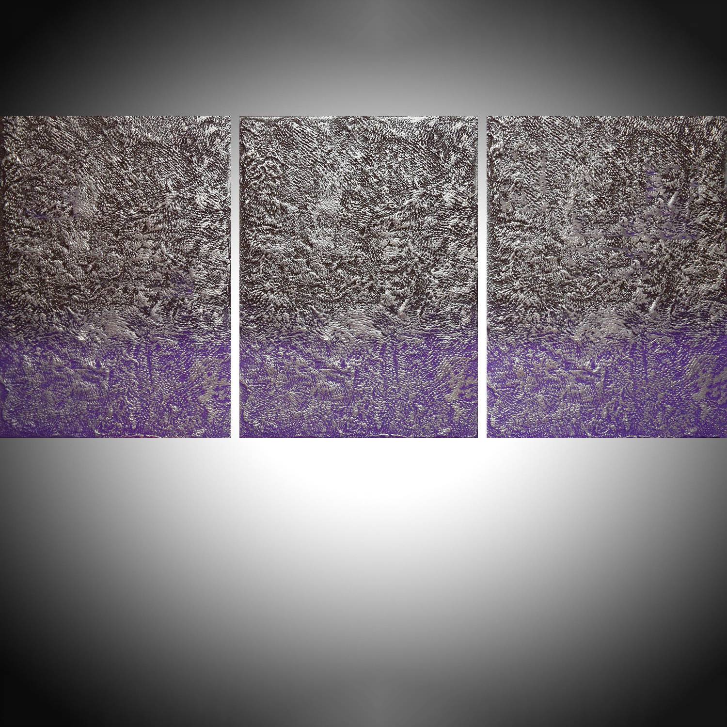 Silver Triptych large canvas wall art, in triptych style t