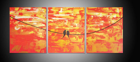 3 piece painting Sitting in the Sunshine "large canvas wall art, in triptych style 