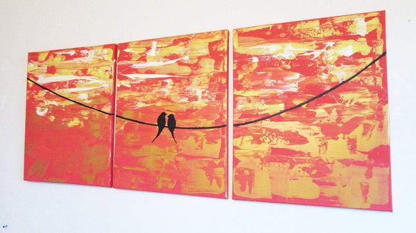 3 piece painting Sitting in the Sunshine " canvas triptych  