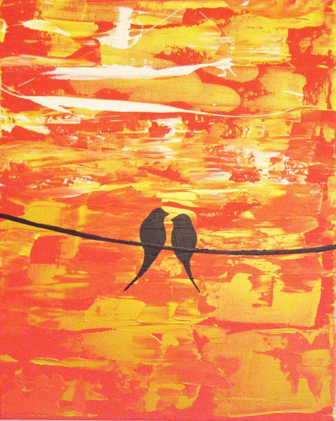 3 piece painting  " Sitting in the Sunshine " large triptych wall art