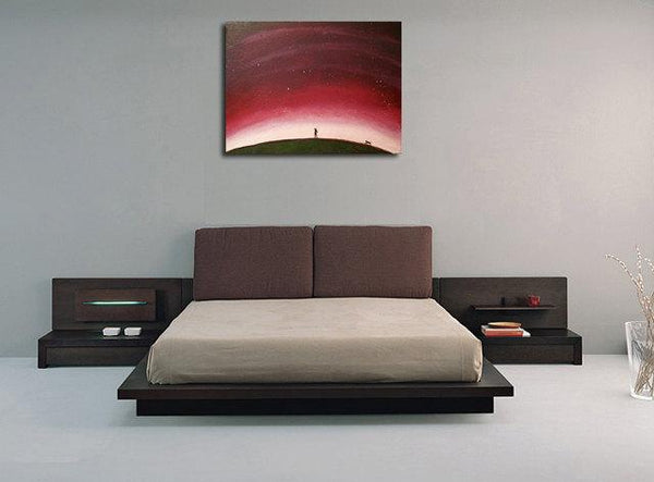 starry night figure drawing whimsical art landscape dog walker art abstract landscape contemporary art modern art  acrylic painting