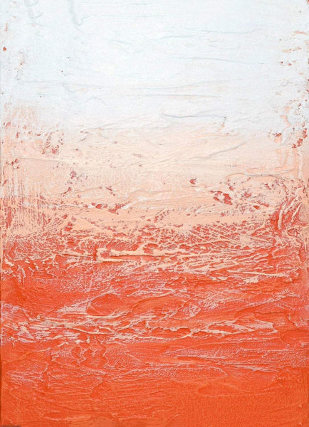 orange painting in canvas triptych style close up