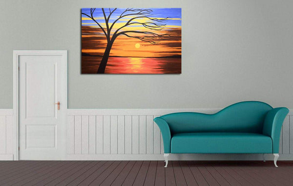 large canvas wall art landscape The Enchanted Lake countryside paintings