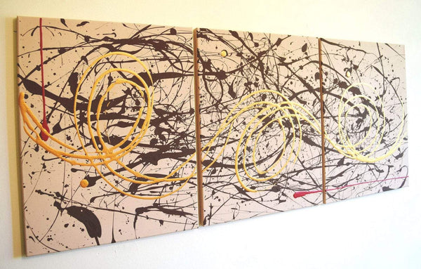 The Golden Archive oversized metal wall art canvas triptych