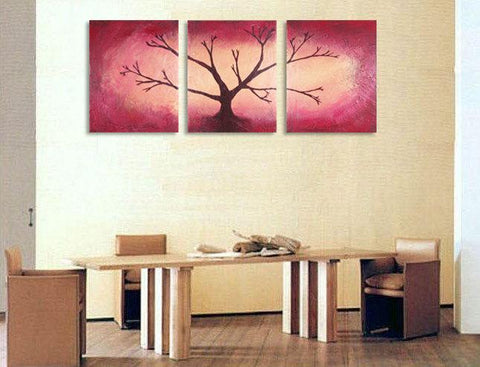The Red Wood abstract tree painting canvas triptych 3 big sizes