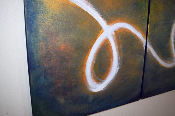 3 piece painting The White spiral wide canvas