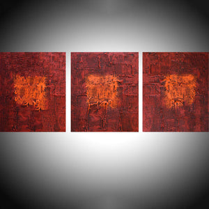 orange abstract painting Tones of Home large triptych wall art