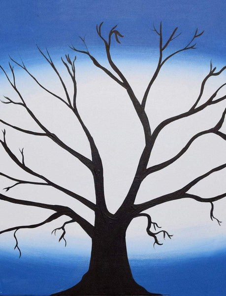 tree art painting in a canvas triptych style