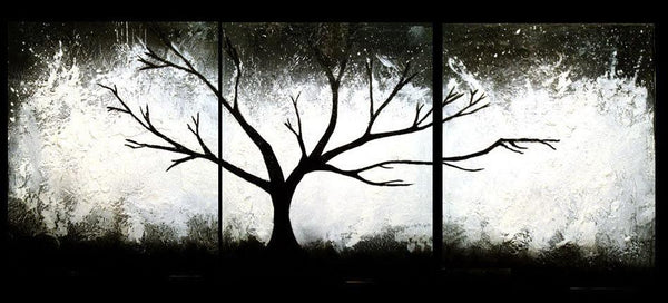 large triptych wall art tree paintings black and white triptych canvas