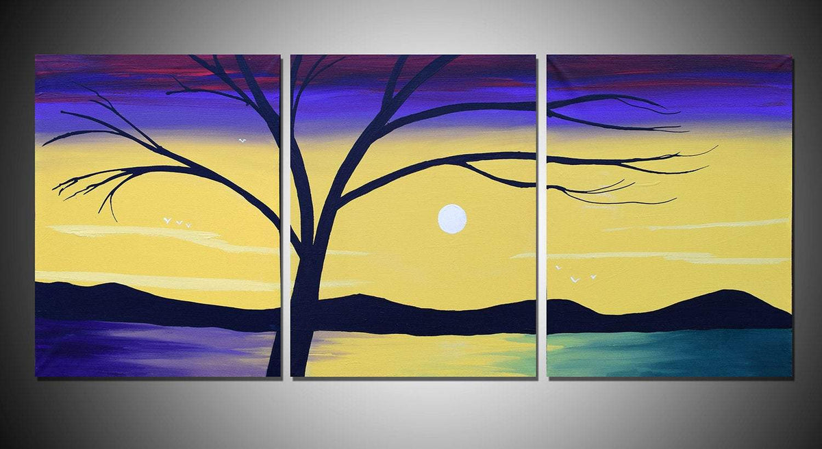 canvas triptych wall art  Clouds of Colour countryside paintings