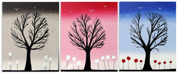 abstract painting Trees of Colour countryside paintings canvas triptych