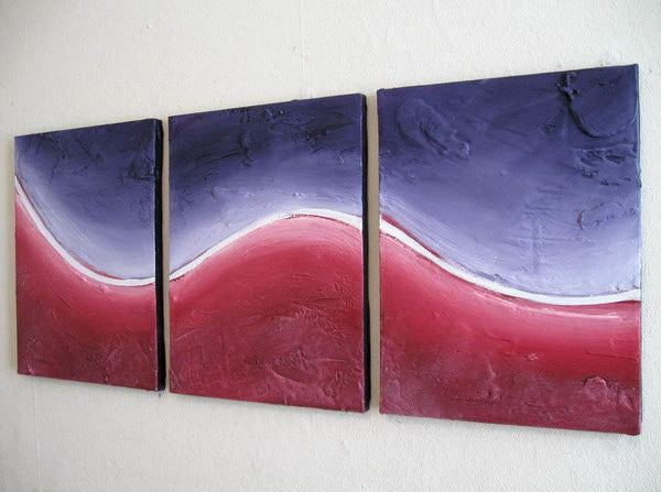 large triptych wall art acrylic " aurora borealis " 3 piece canvas paintings