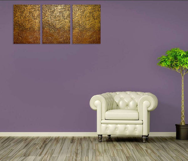 triptych art Gold Mystery oversized metal wall art