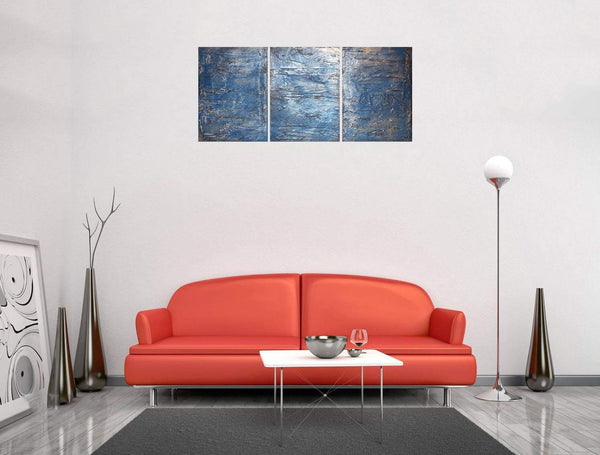 large triptych art Silver Triptych 2 metal wall art