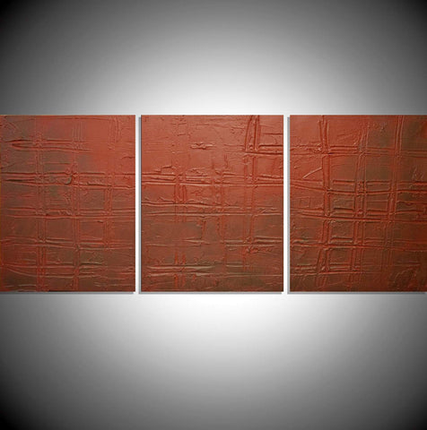 triptych canvas painting for sale in impasto " Earth Tones " original