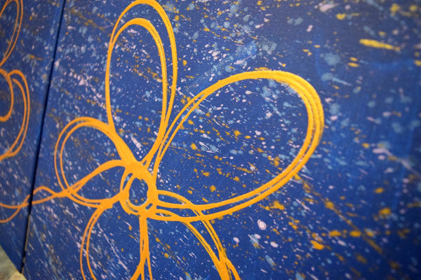 triptych painting for sale  "floral delight" in a modern abstract style