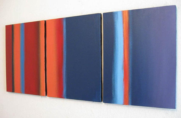 linear abstract art " Colour Flats " canvas triptych