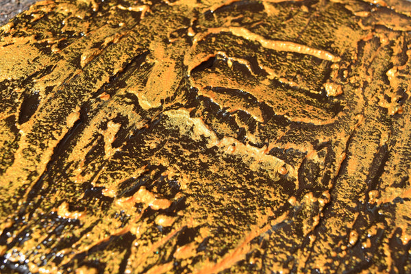 triptych painting for sale in impasto "Golden Glow "  original abstract art uk