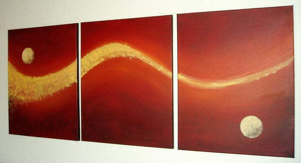canvas triptych " Moon Dust " large wall art at an angle