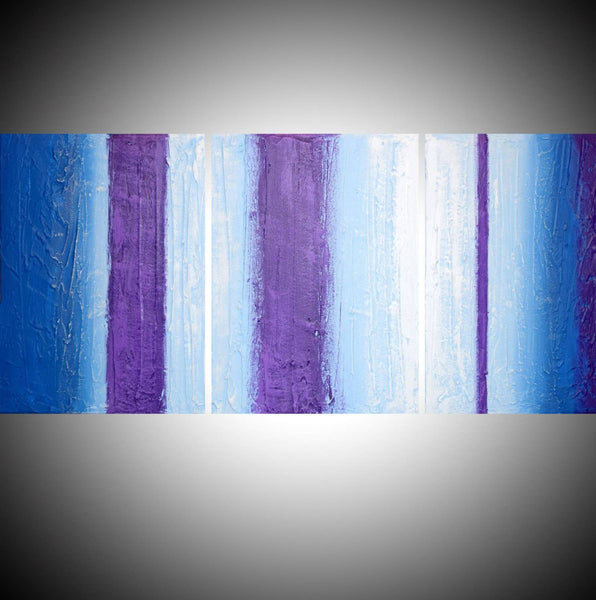 triptych painting for sale "purple intention" impasto effects 3 big sizes