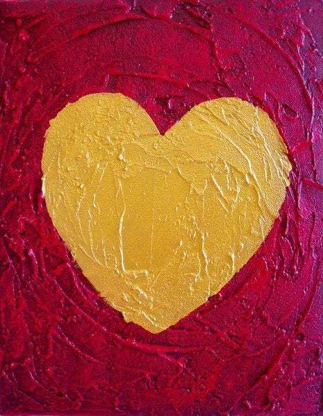 love heart paintings red panel