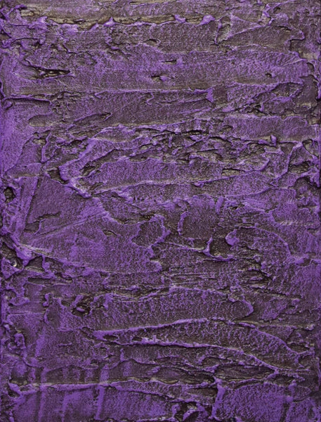 purple triptych art on canvas with grey background close up