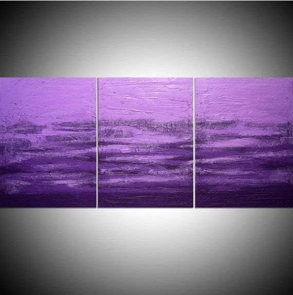 purple paintings   , Purple Triptych 2 original abstract art uk